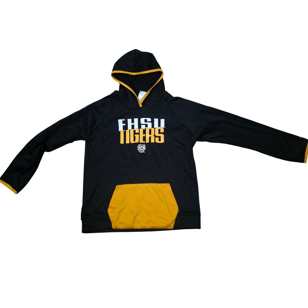 FHSU TigersBoys Black yellow Russell Hoodie Sweatshirt Youth Size L G 10-12